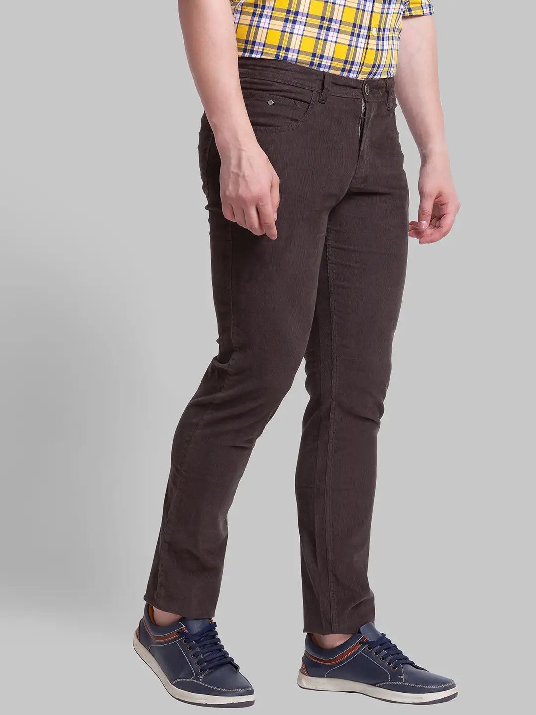 Men Tapered Fit Dark Brown Trouser