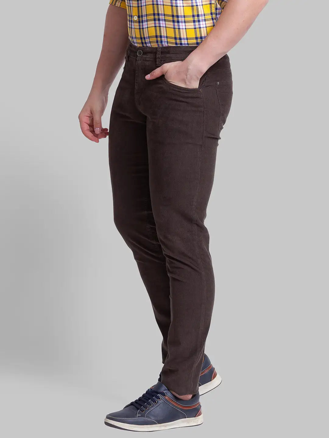 Men Tapered Fit Dark Brown Trouser