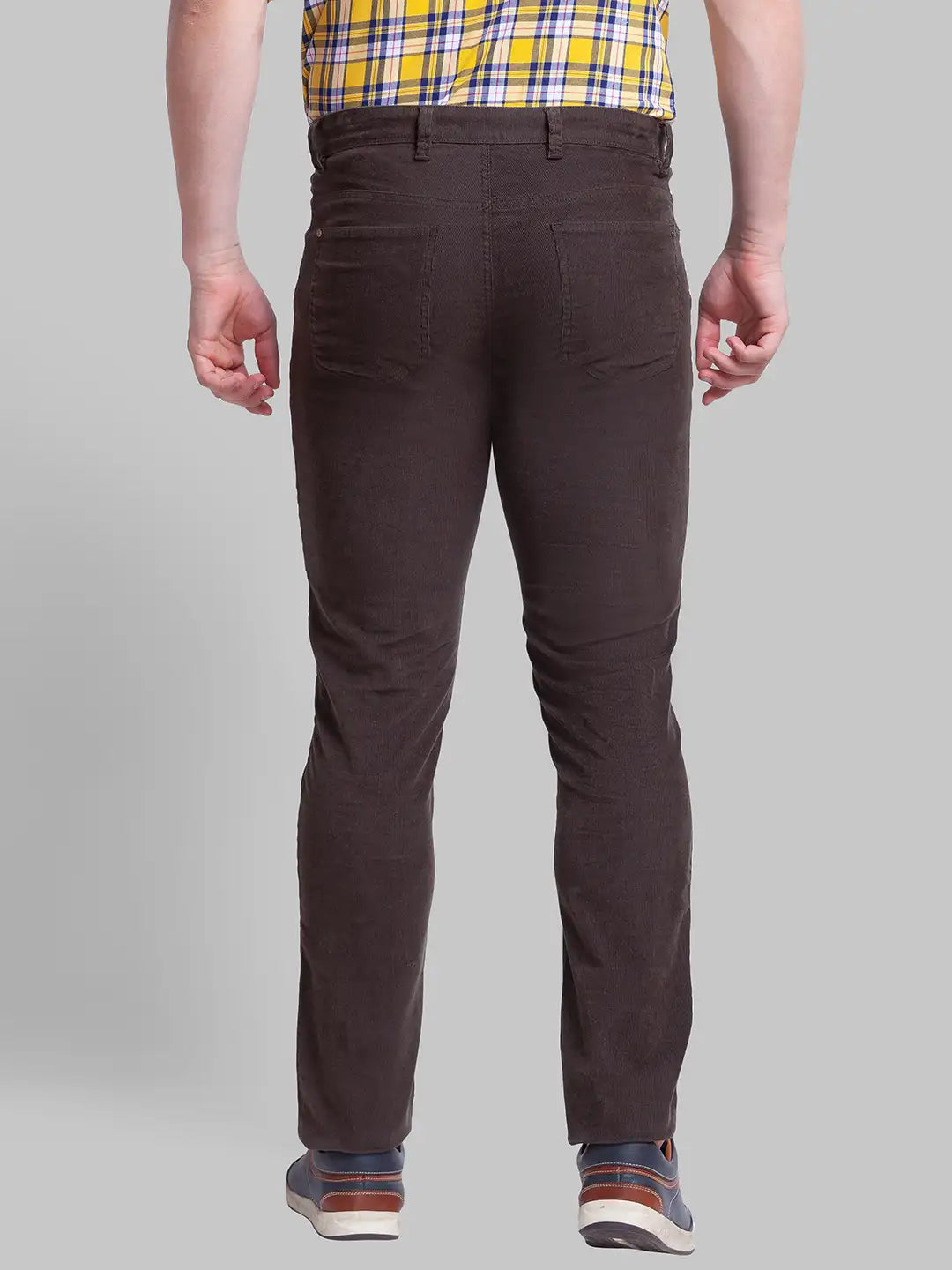 Men Tapered Fit Dark Brown Trouser