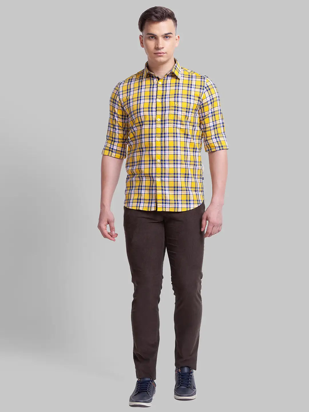 Men Tapered Fit Dark Brown Trouser