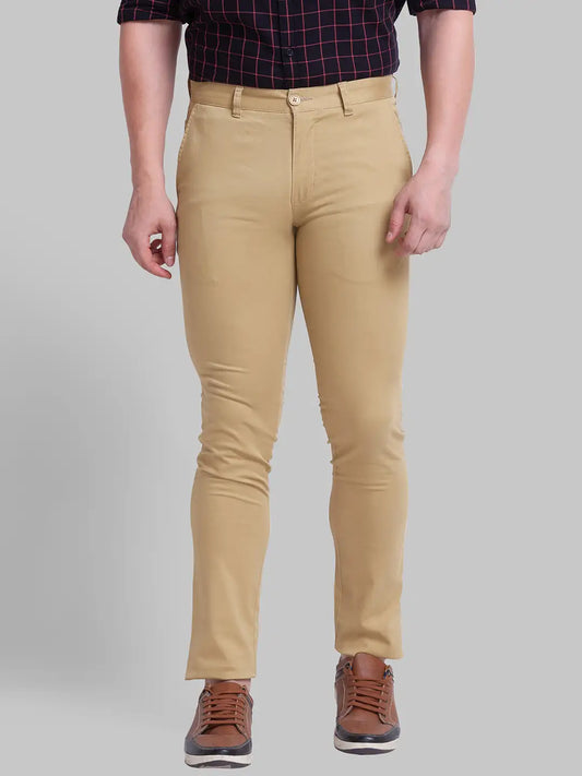 Men Tapered Fit Brown Chinos
