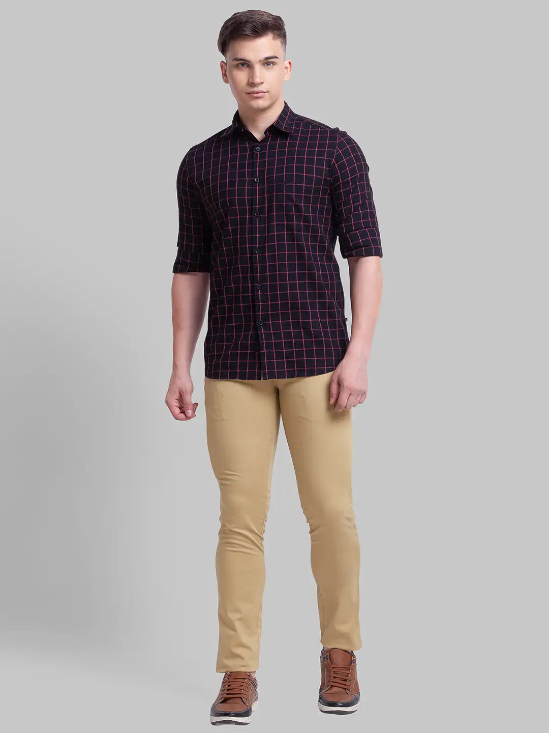 Men Tapered Fit Brown Chinos