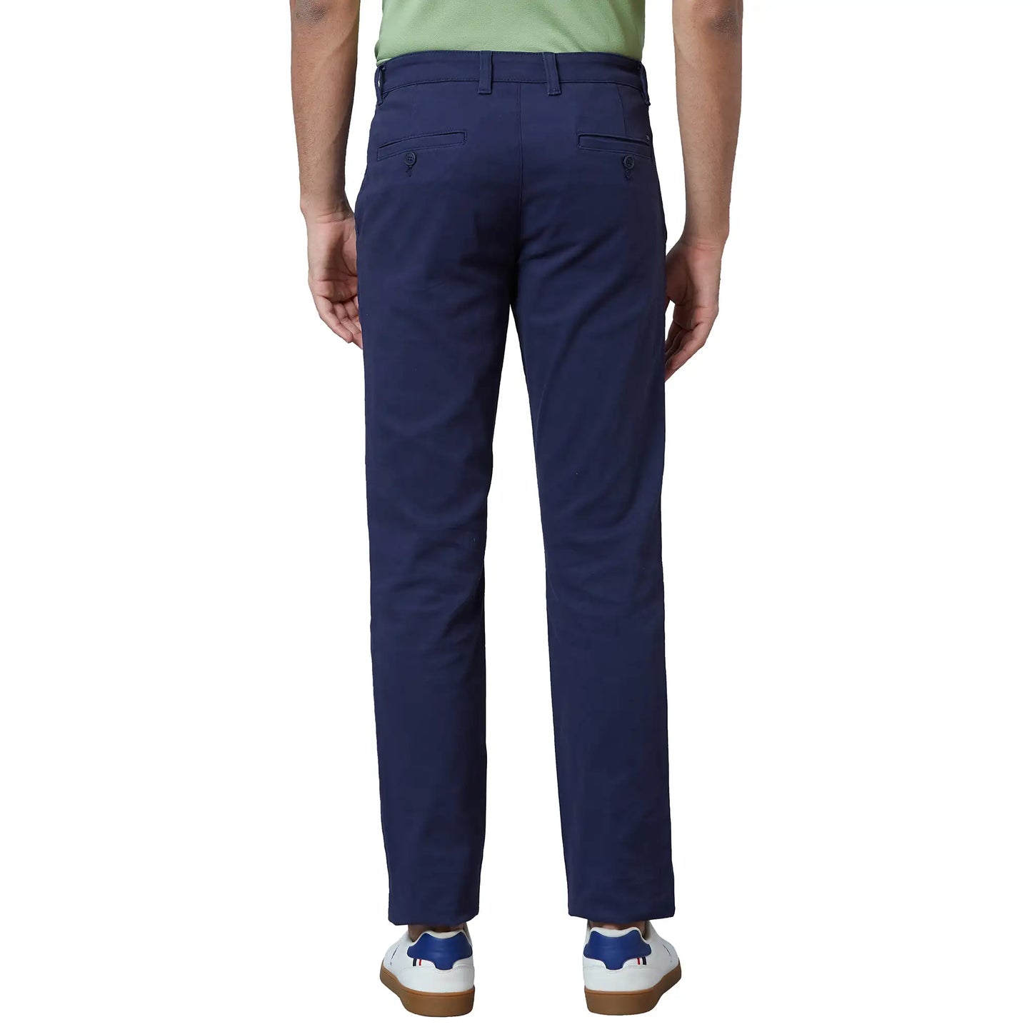 Parx Men Khaki Solid Low Rise Tapered Fit Cotton Blend Trouser