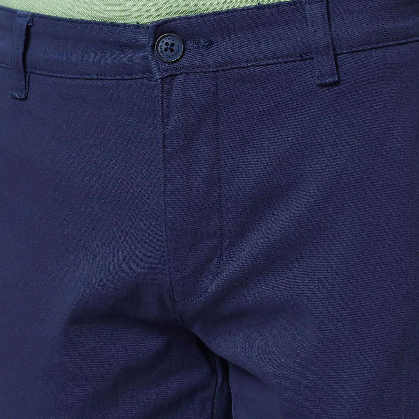 Parx Men Khaki Solid Low Rise Tapered Fit Cotton Blend Trouser