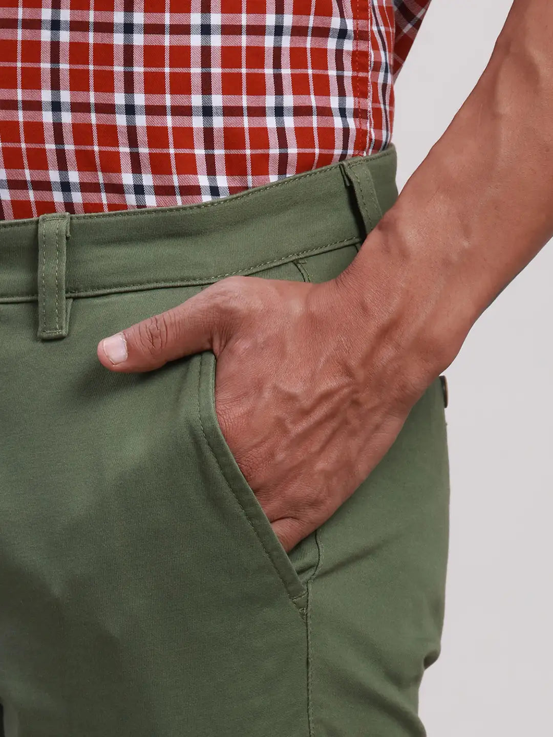 Parx Men Brown Tapered Fit Solid Cotton Spandex Trouser