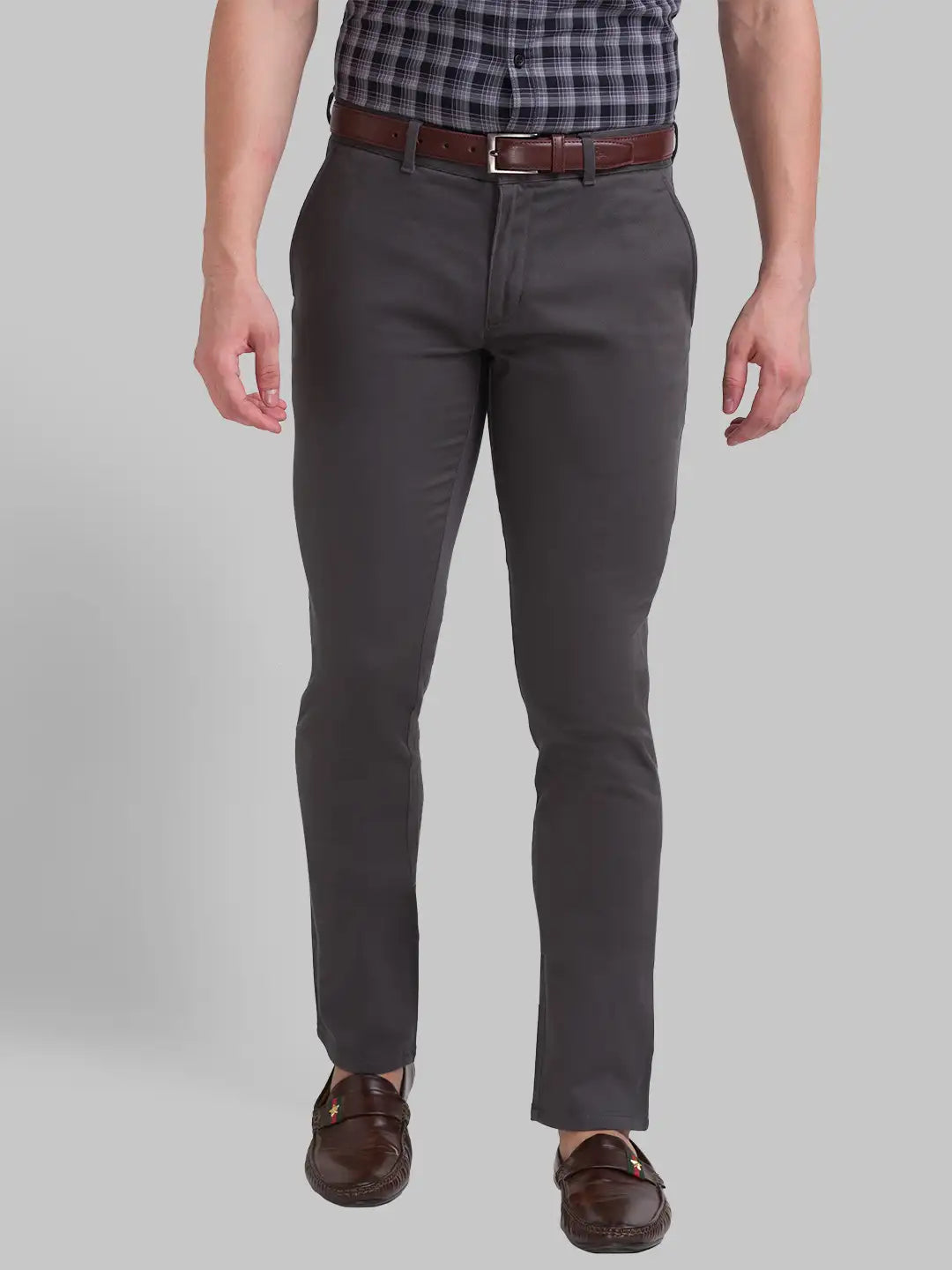 Men Slim Fit Dark Khaki Chinos