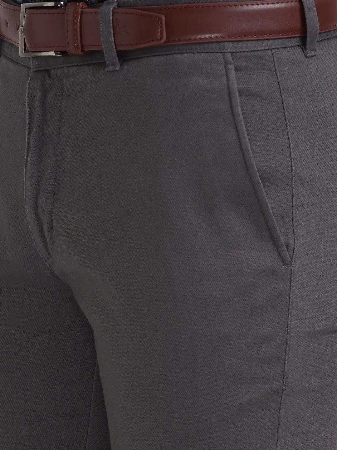 Men Slim Fit Dark Khaki Chinos