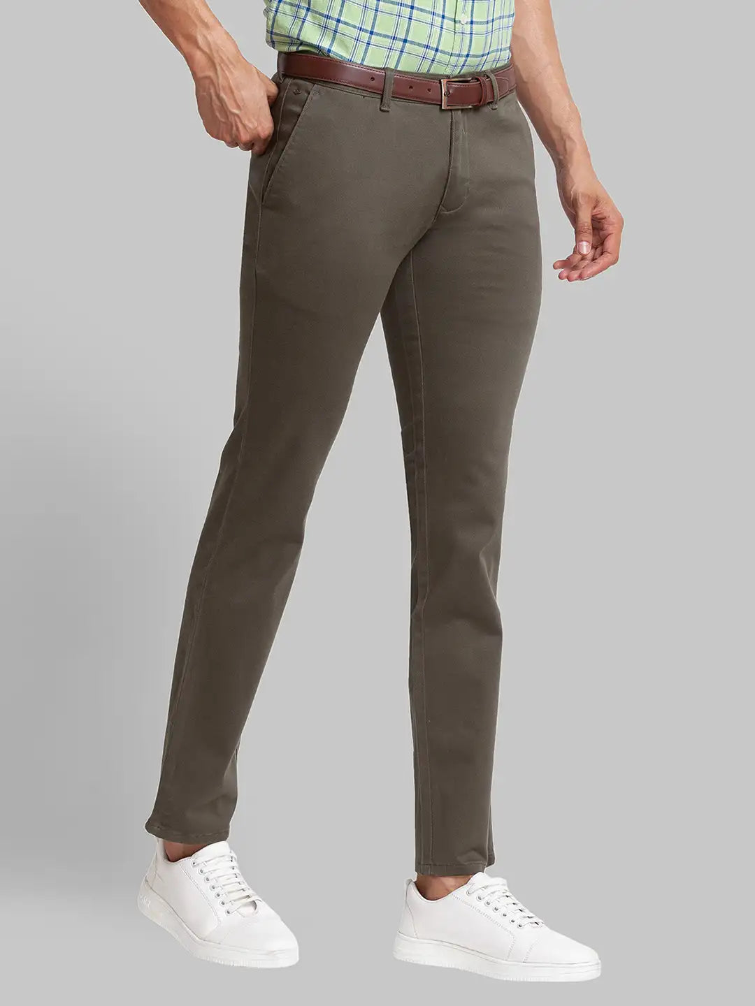 Men Tapered Fit Brown Chinos & Trouser