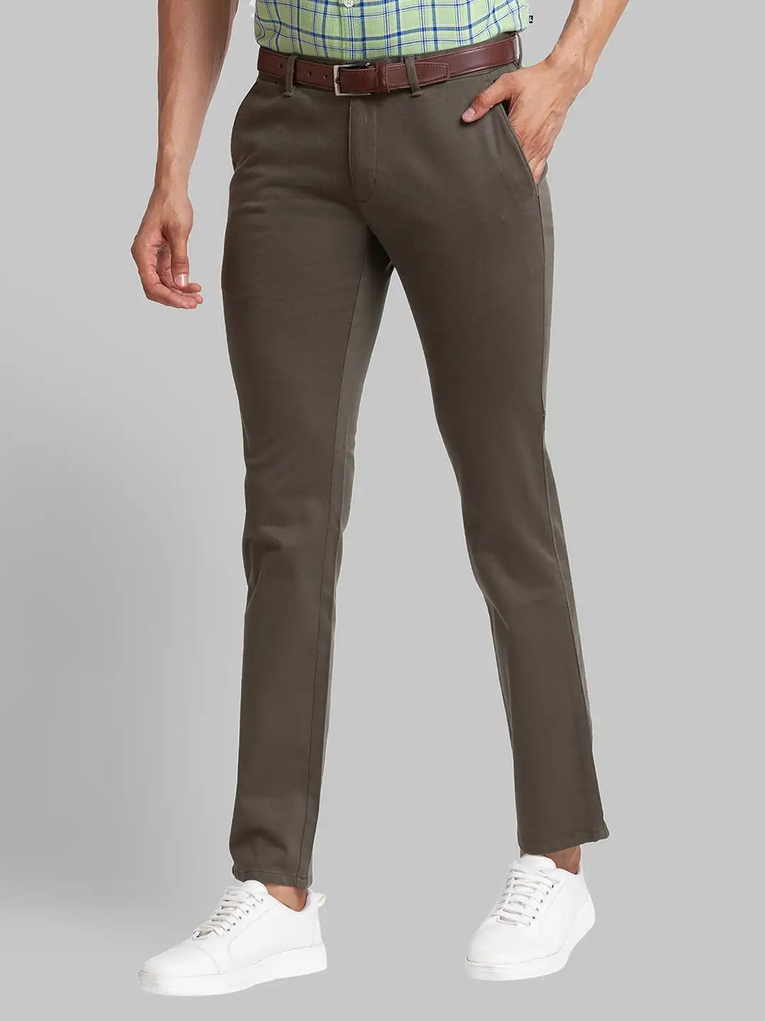 Men Tapered Fit Brown Chinos & Trouser