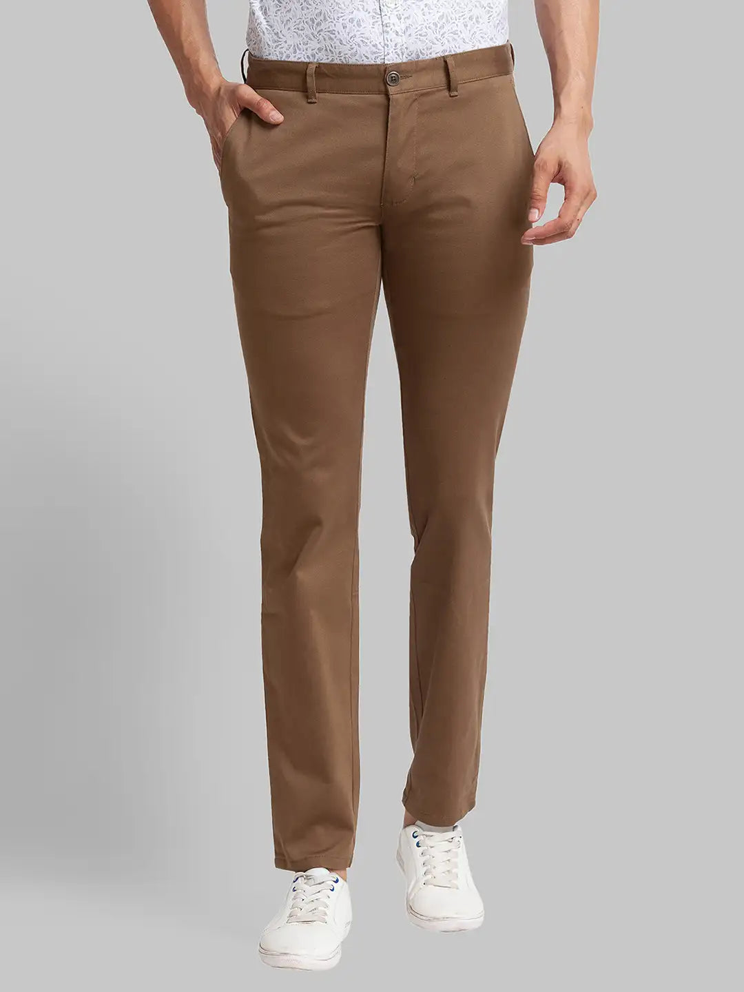 Men Tapered Fit Grey Chinos & Trouser