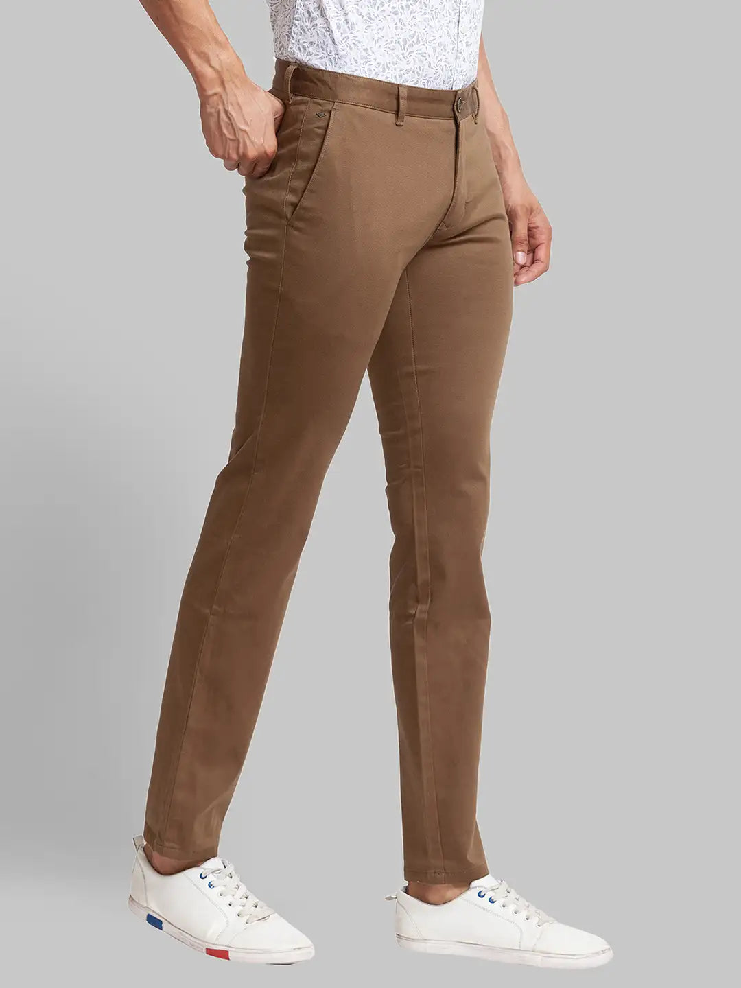 Men Tapered Fit Grey Chinos & Trouser