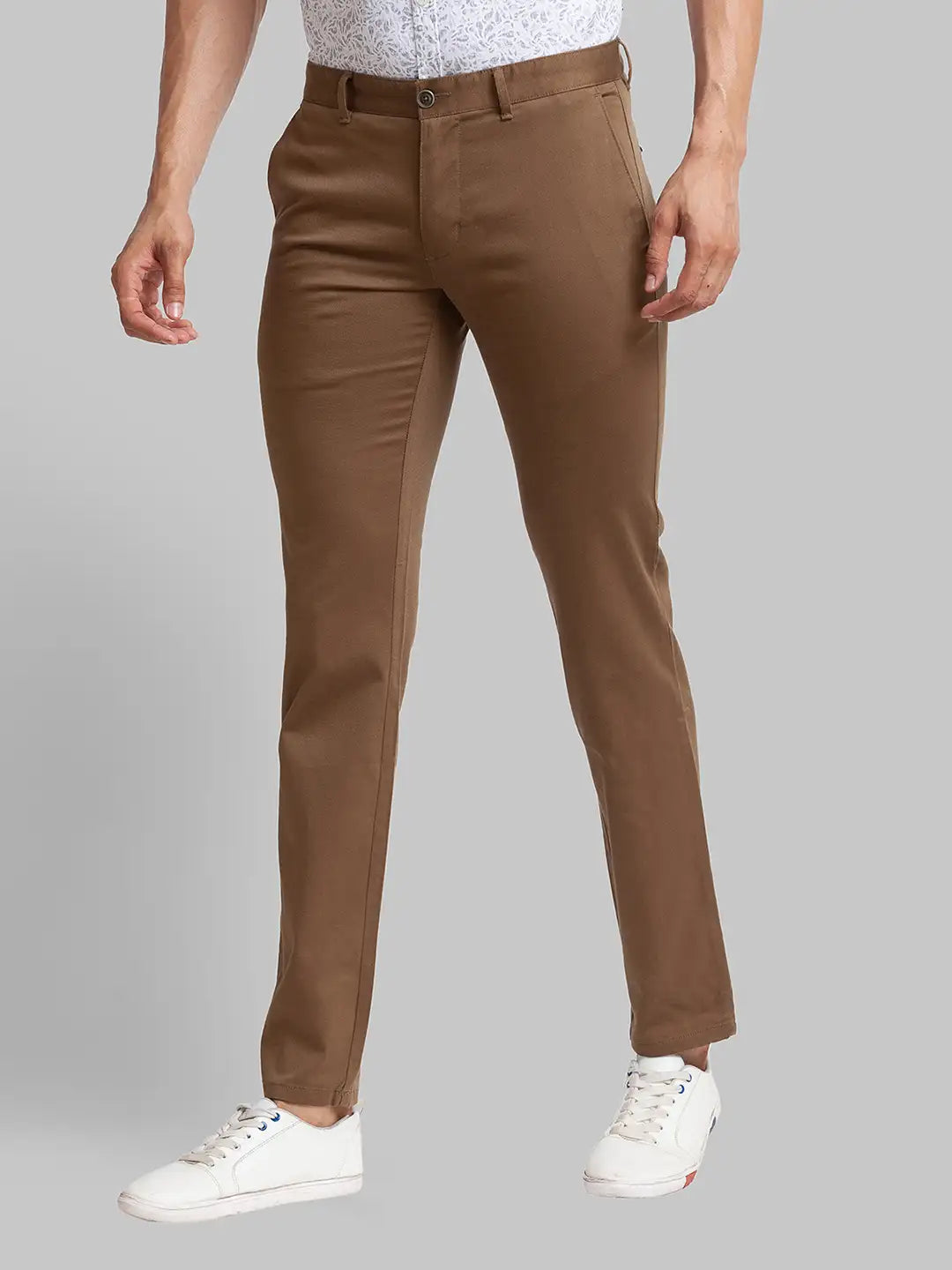 Men Tapered Fit Grey Chinos & Trouser