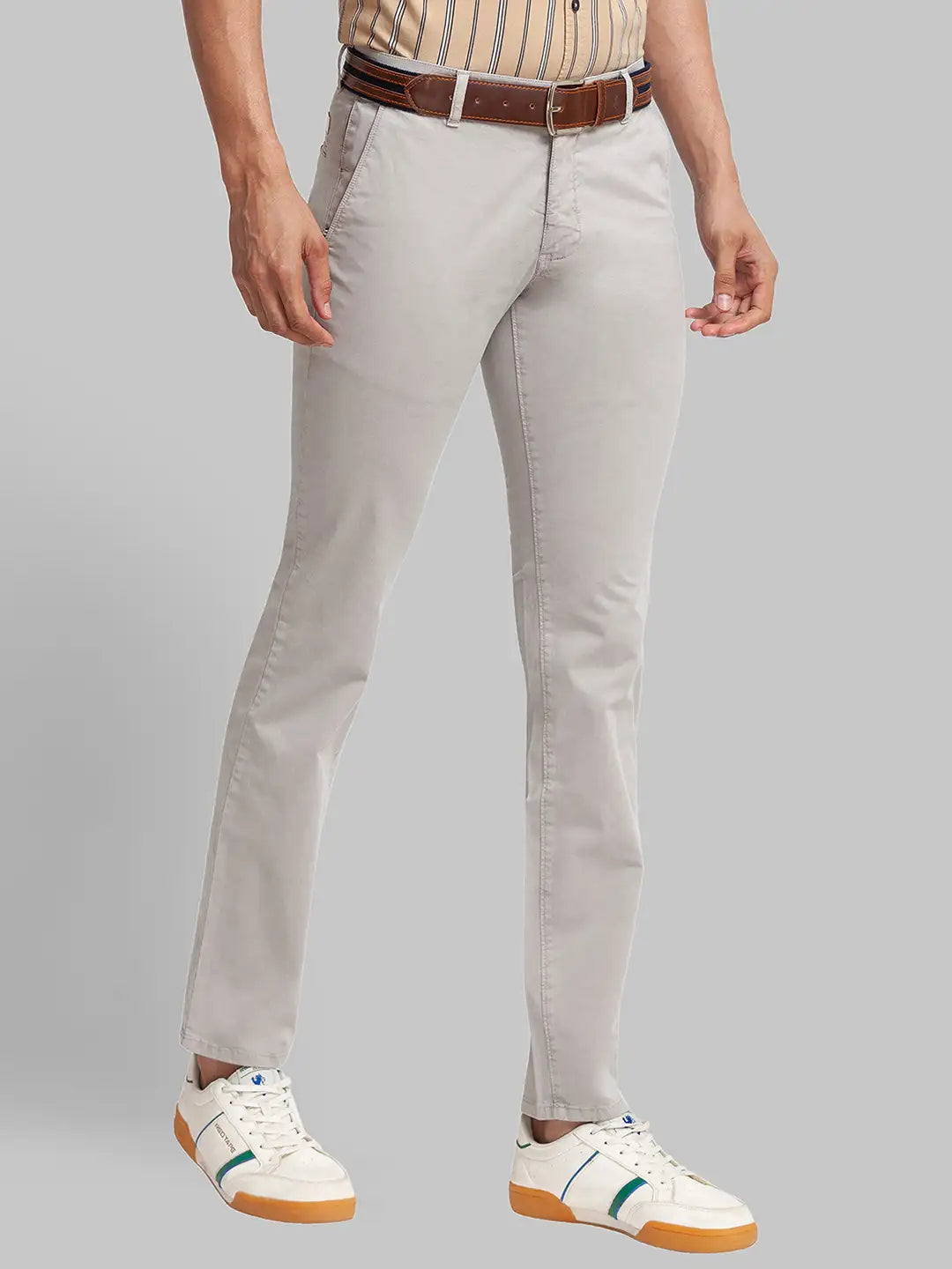Men Tapered Fit Khaki Chinos & Trouser