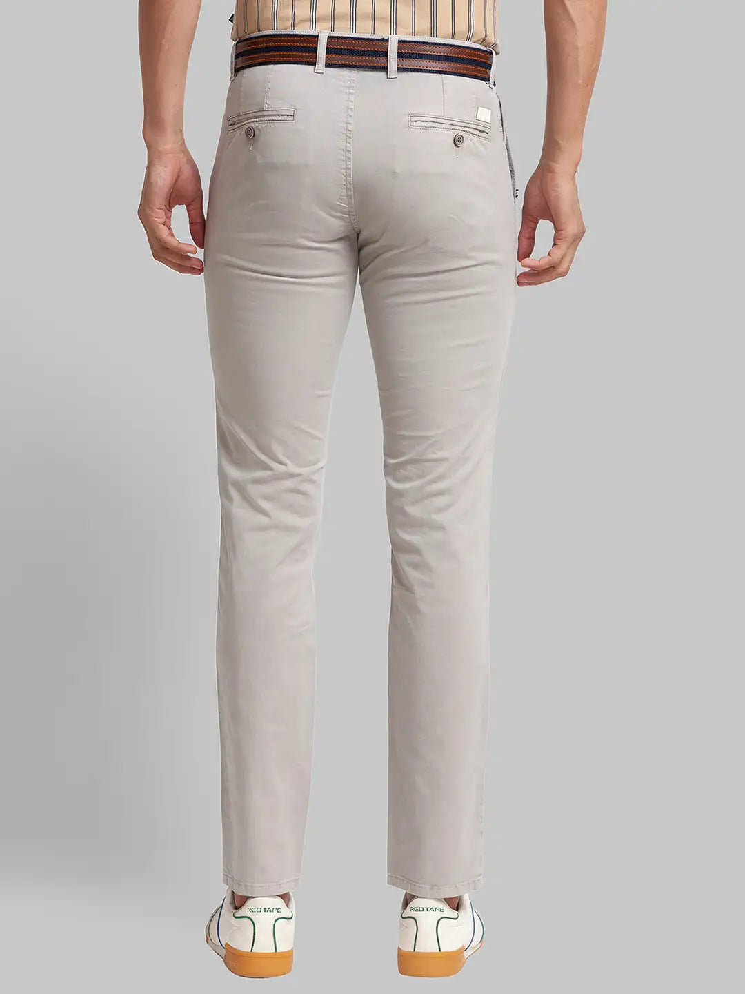 Men Tapered Fit Khaki Chinos & Trouser
