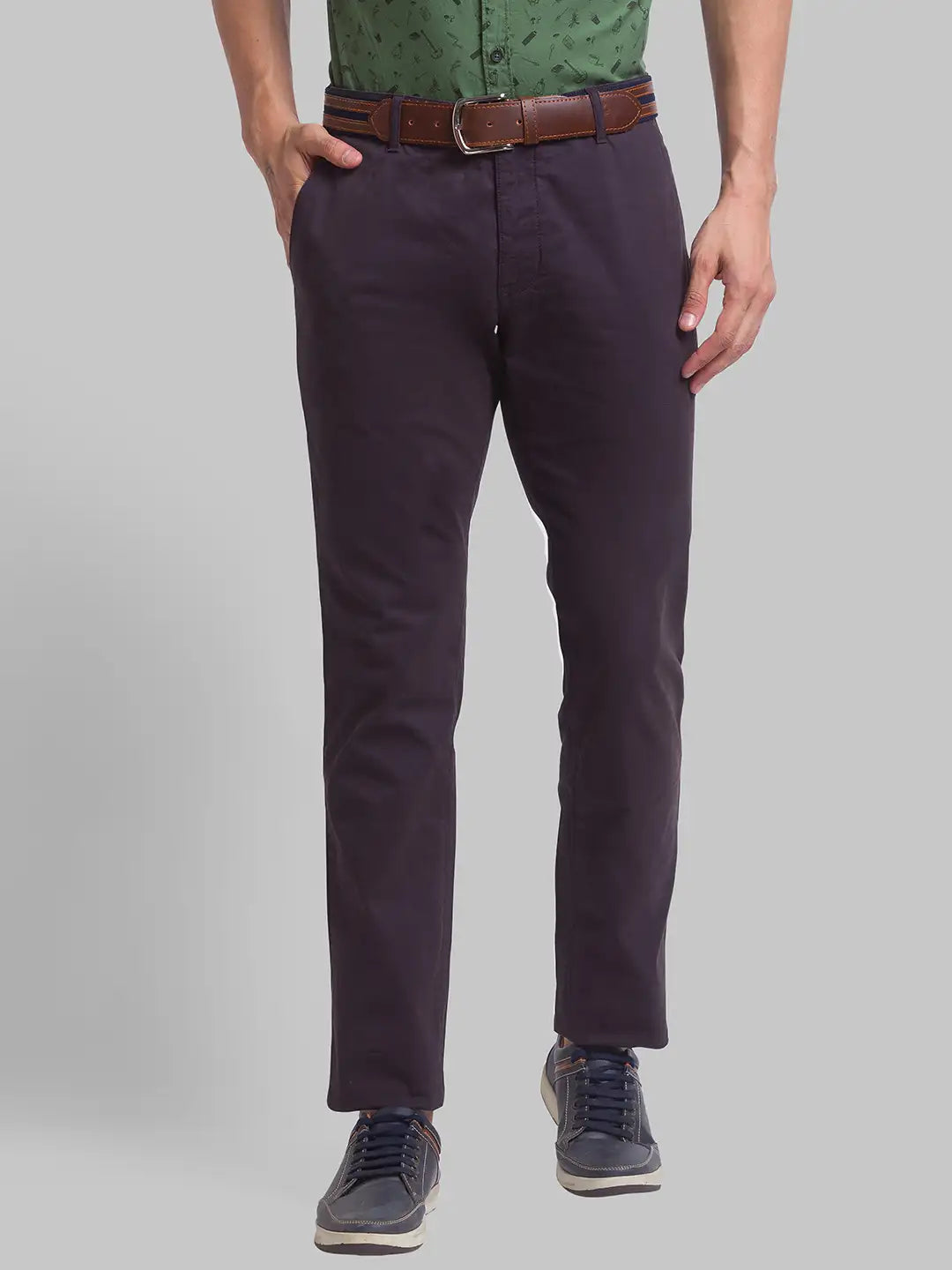 Men Regular Fit Blue Chinos