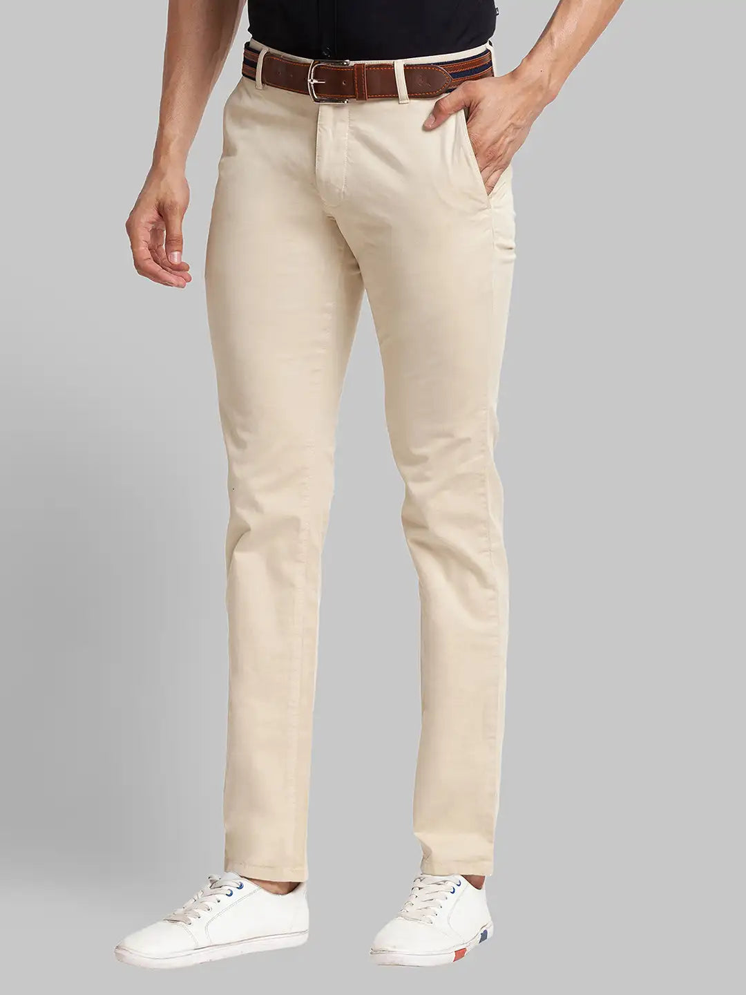 Men Regular Fit Light Fawn Chinos & Trouser