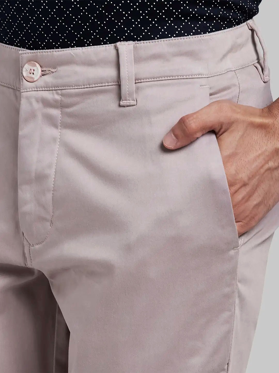 Men Slim Fit Medium Khaki Chinos