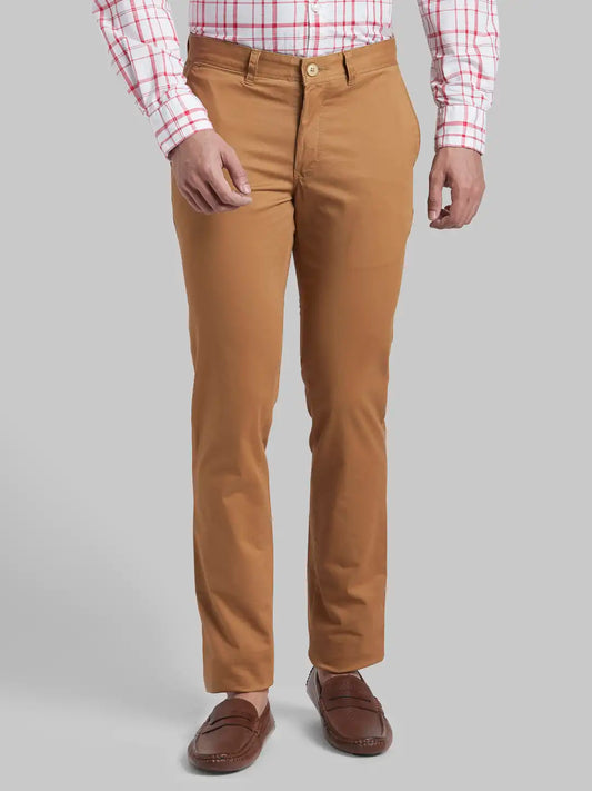 Men Slim Fit Dark Brown Chinos