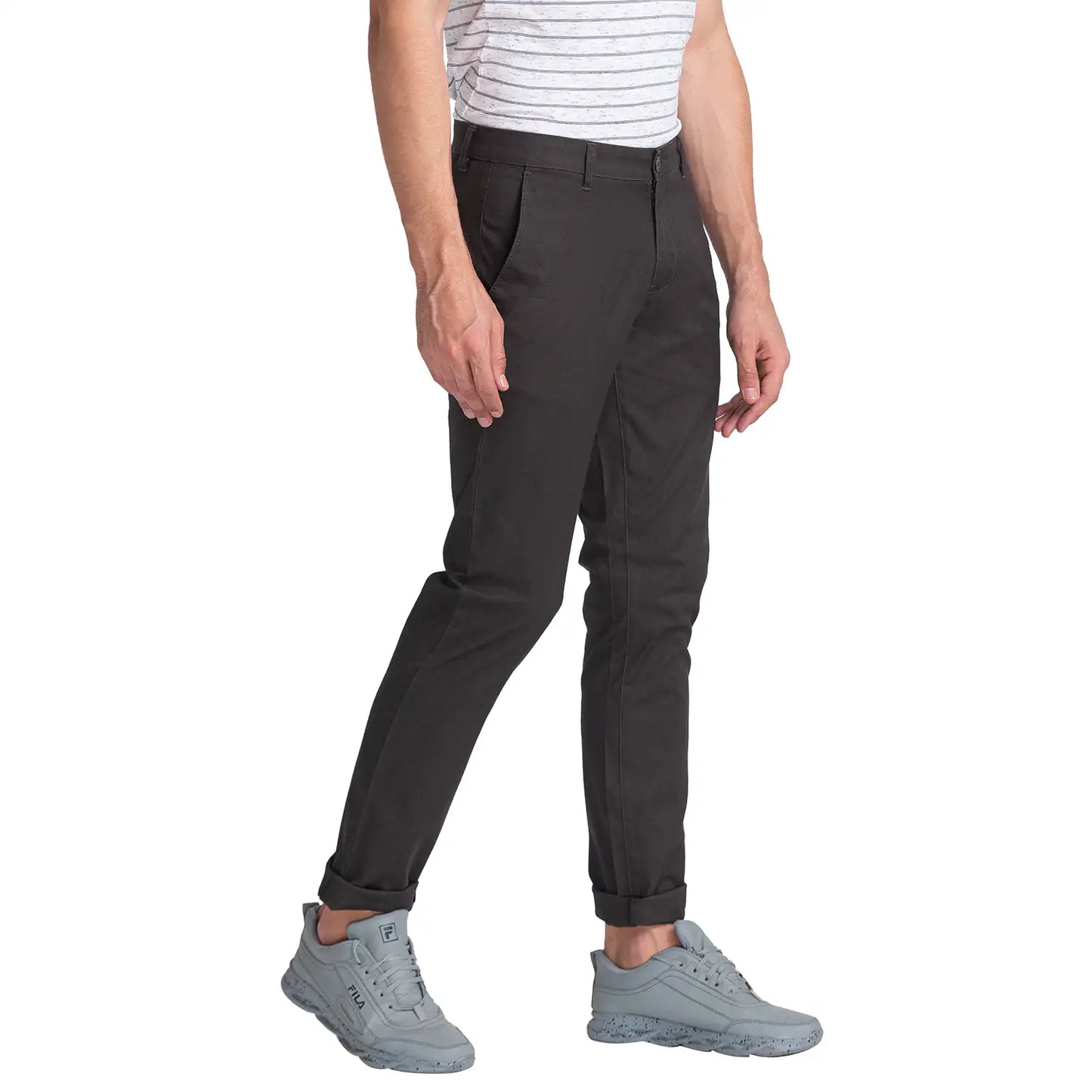 Men Super Slim Fit Dark Brown Trouser