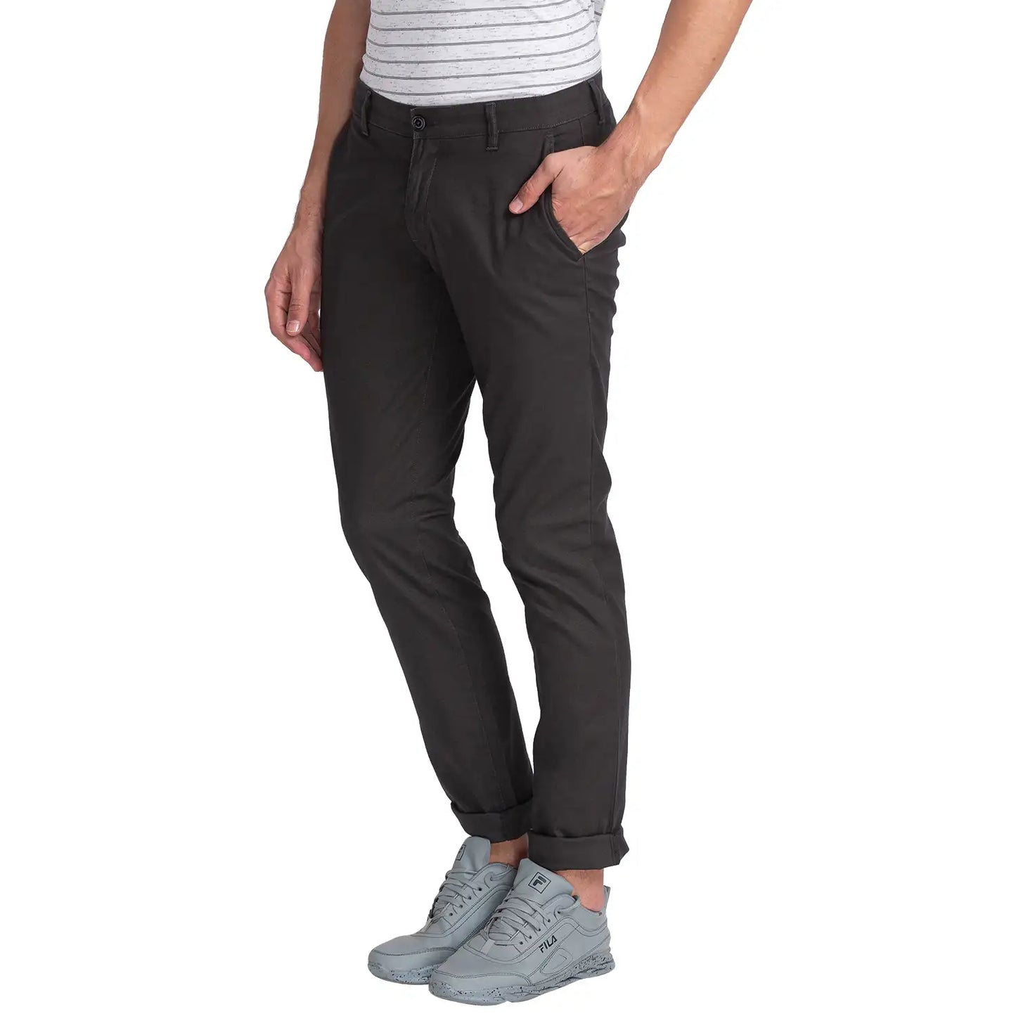 Men Super Slim Fit Dark Brown Trouser