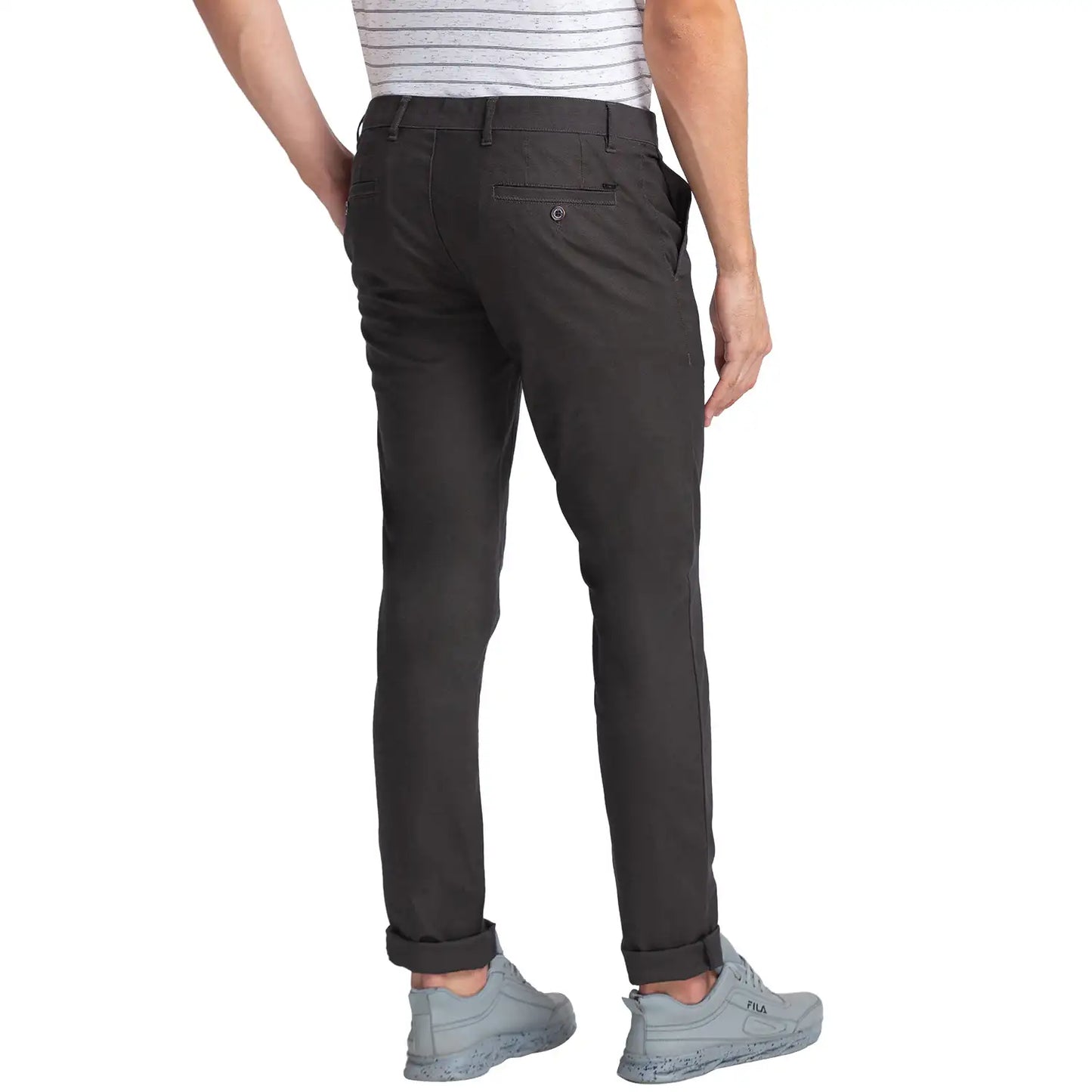 Men Super Slim Fit Dark Brown Trouser