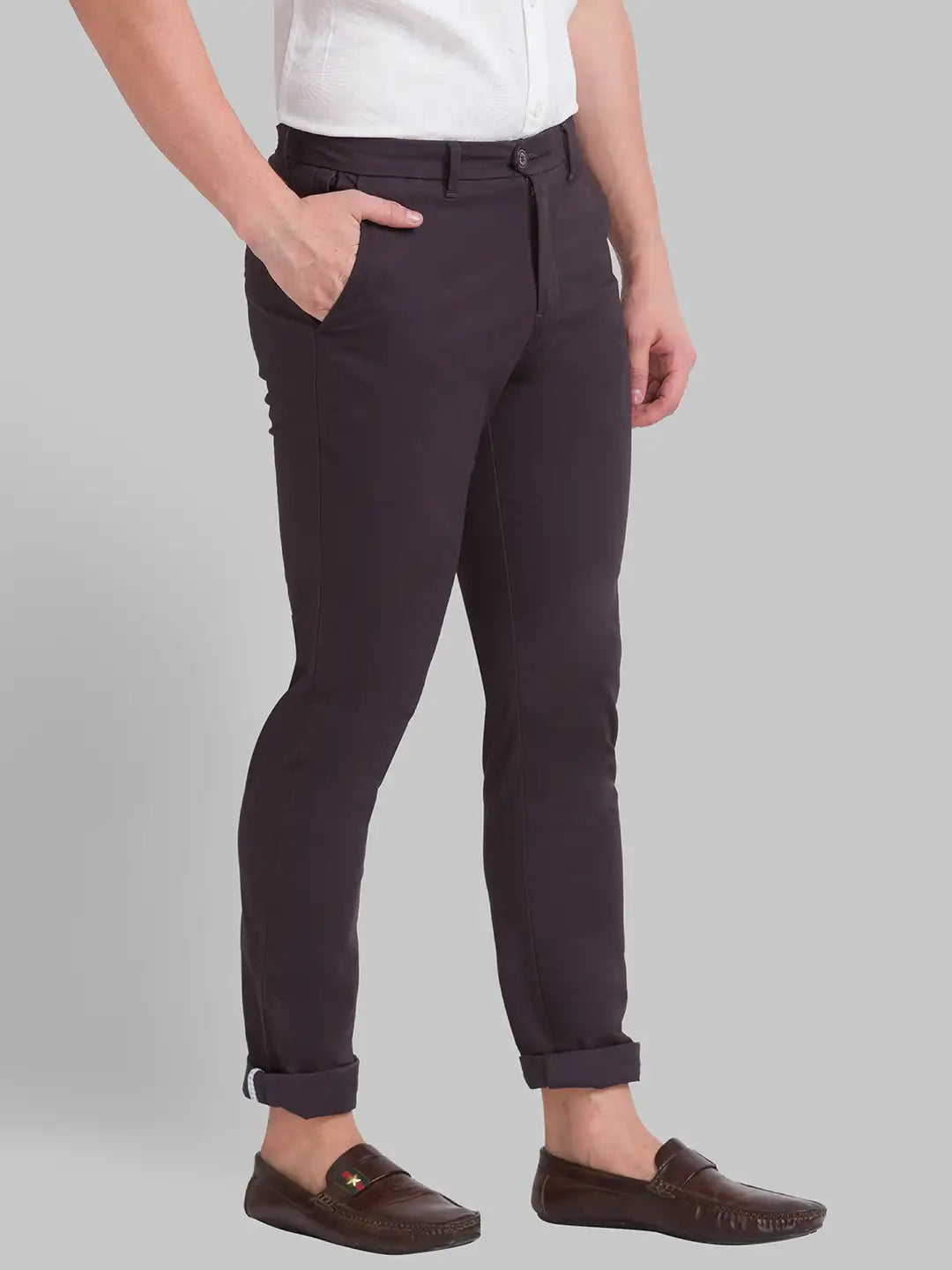 Men Super Slim Fit Dark Fawn Trouser