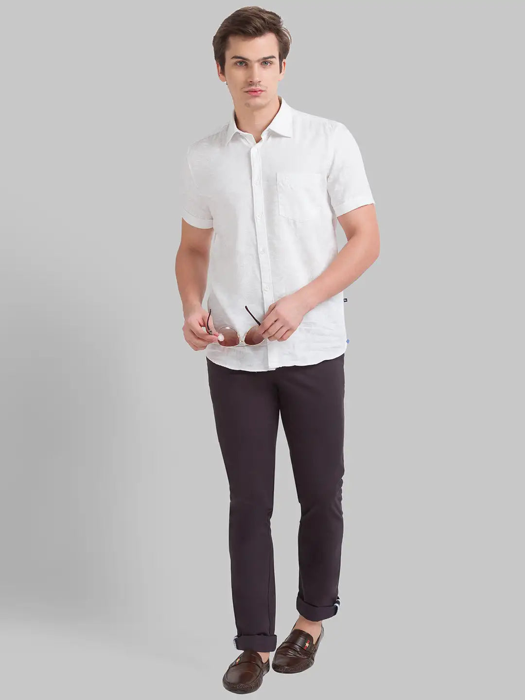 Men Super Slim Fit Dark Fawn Trouser