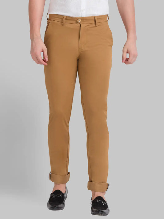 Men Super Slim Fit Khaki Chinos