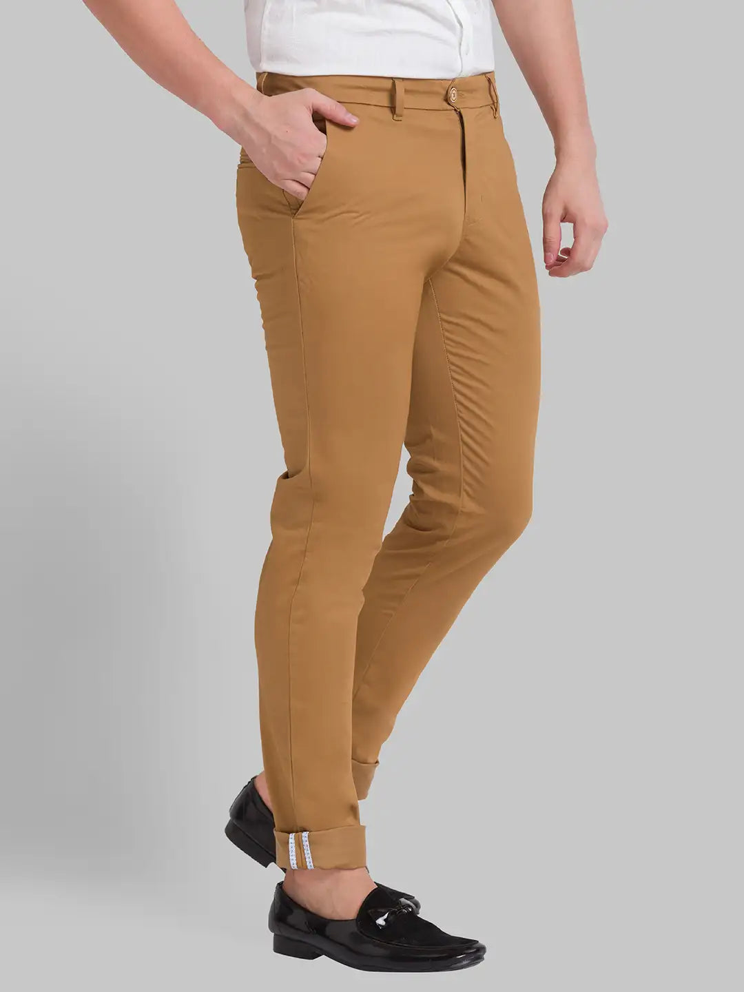 Men Super Slim Fit Khaki Chinos