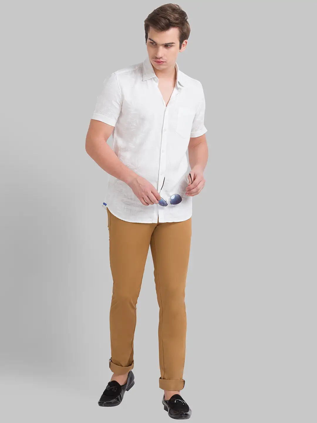 Men Super Slim Fit Khaki Chinos