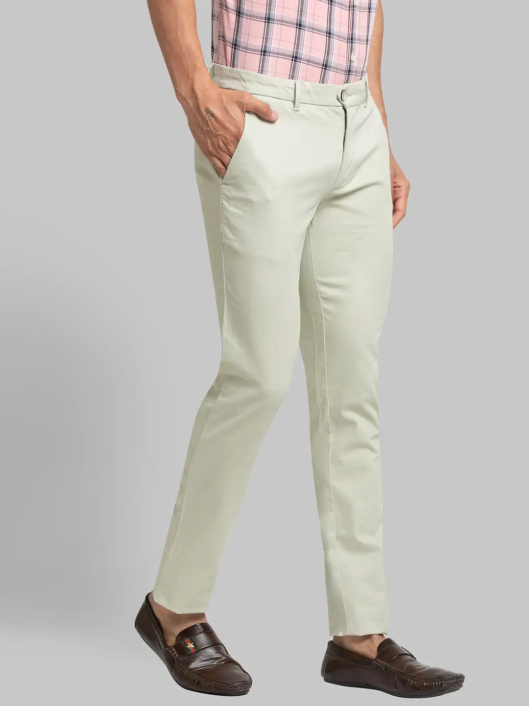 Men Super Slim Fit Khaki Trouser