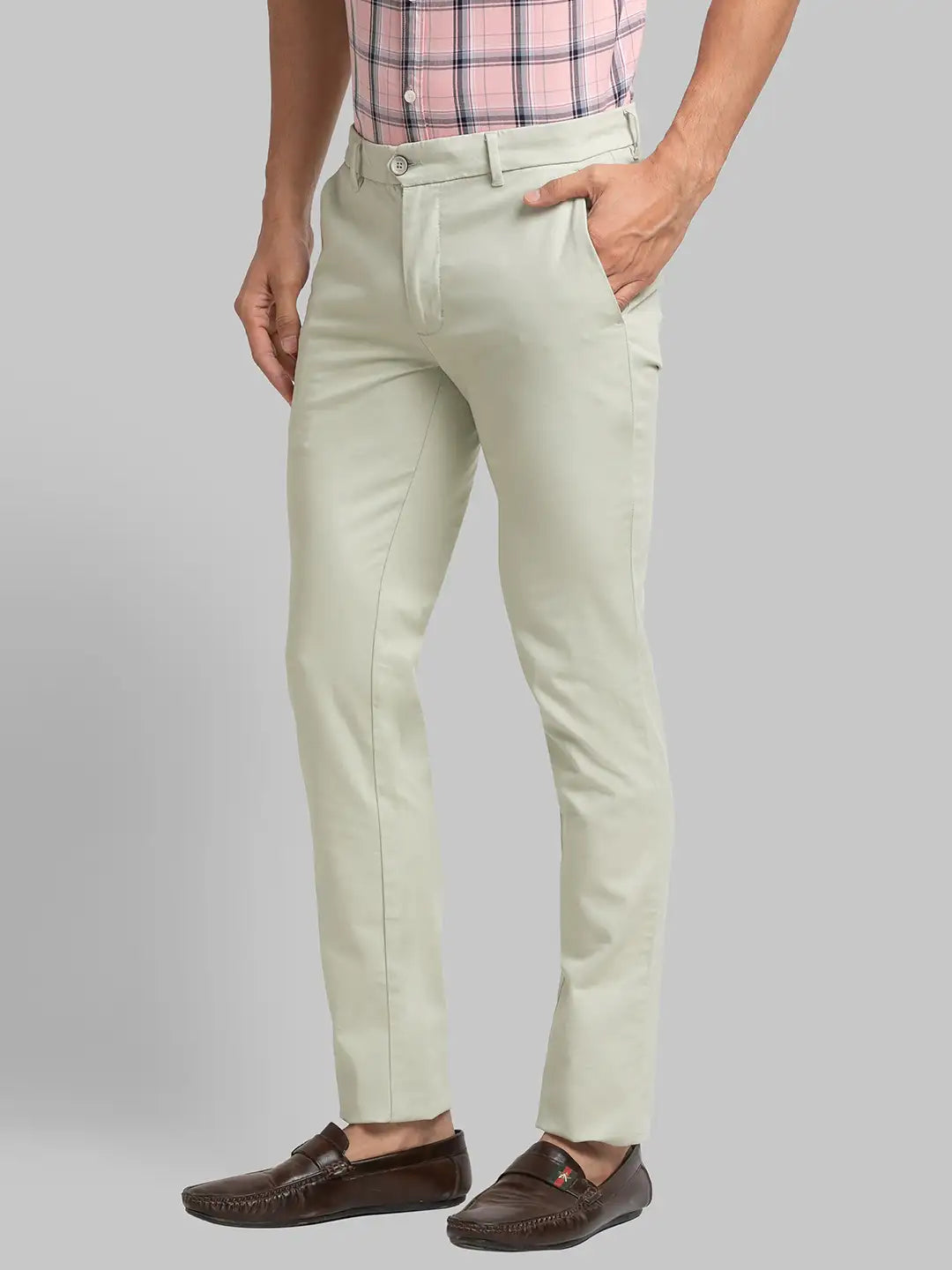 Men Super Slim Fit Khaki Trouser