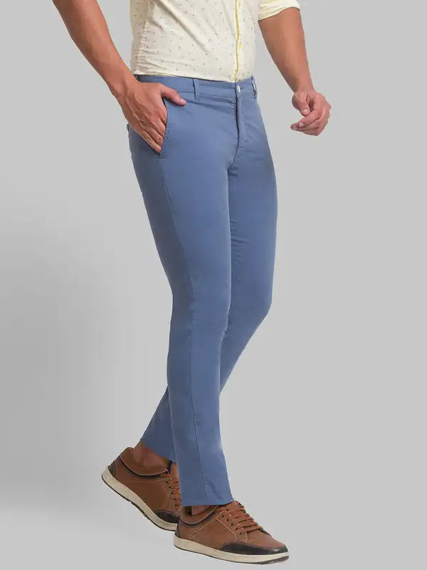 Men Super Slim Fit Green Trouser