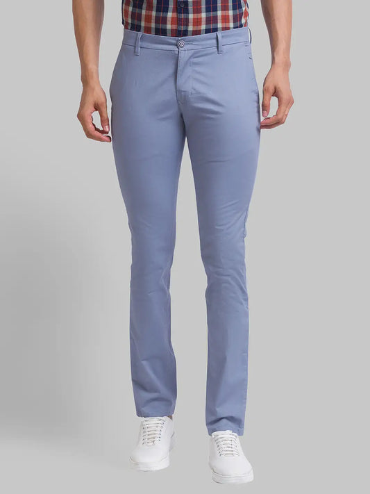 Men Super Slim Fit Blue Chinos & Trouser