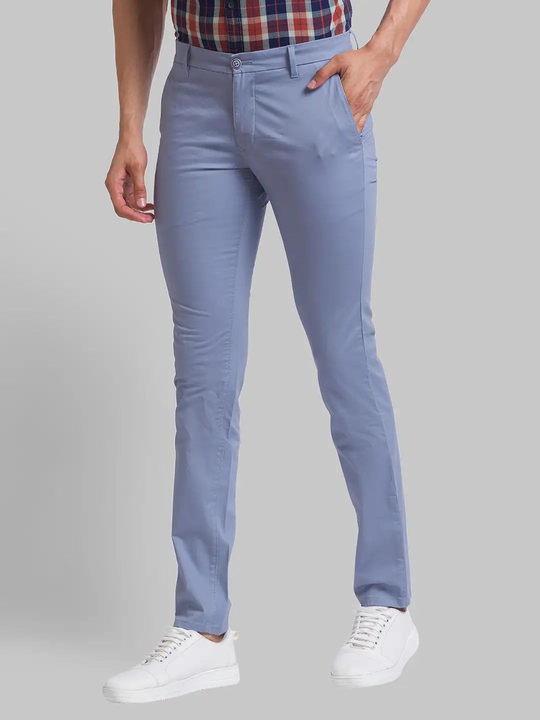 Men Super Slim Fit Blue Chinos & Trouser