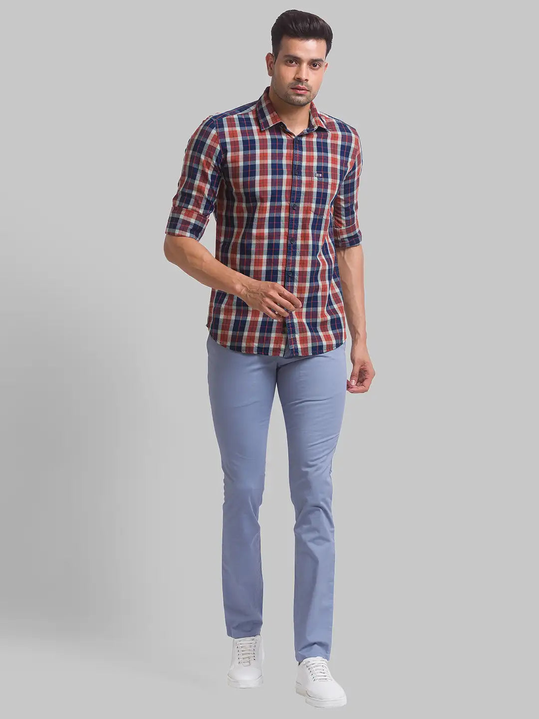 Men Super Slim Fit Blue Chinos & Trouser