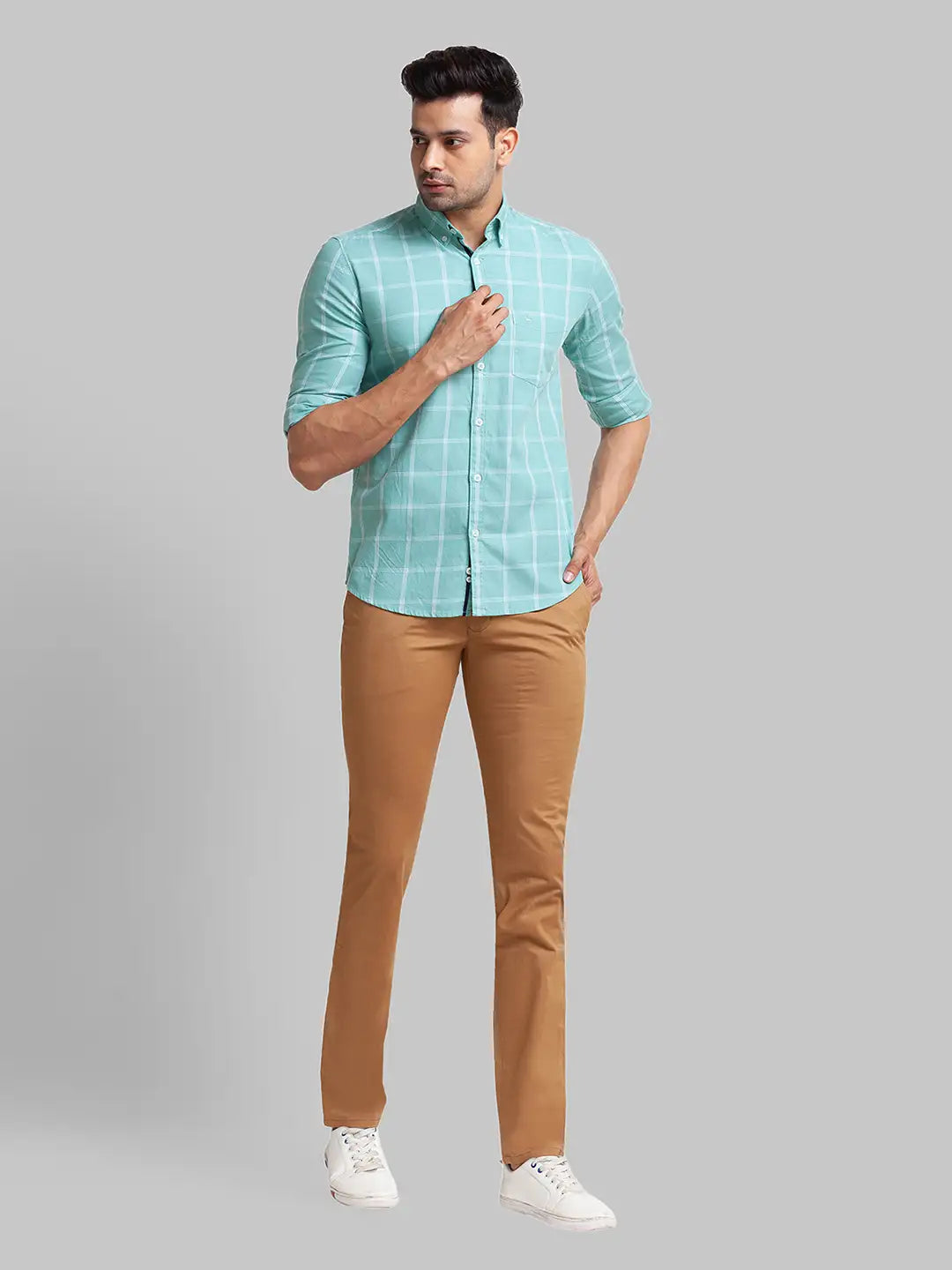 Men Super Slim Fit Green Chinos & Trouser