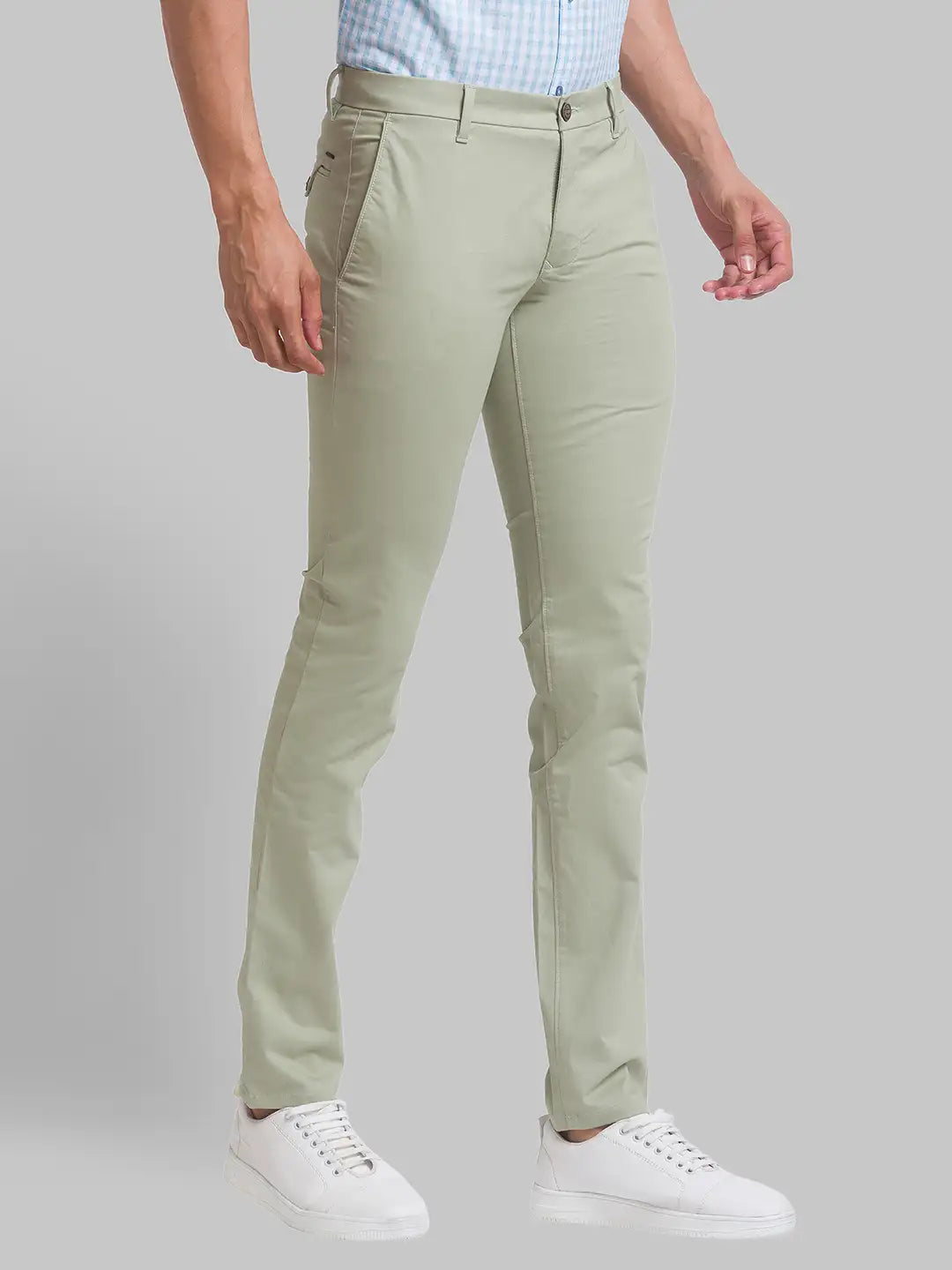 Men Tapered Fit Blue Chinos & Trouser