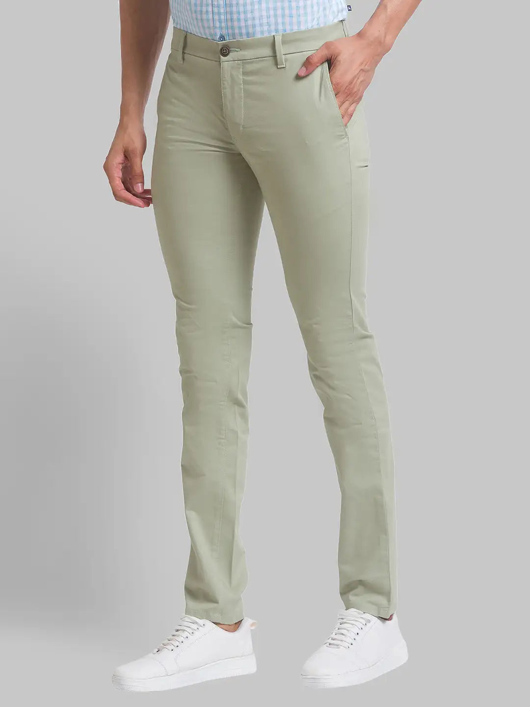 Men Tapered Fit Blue Chinos & Trouser