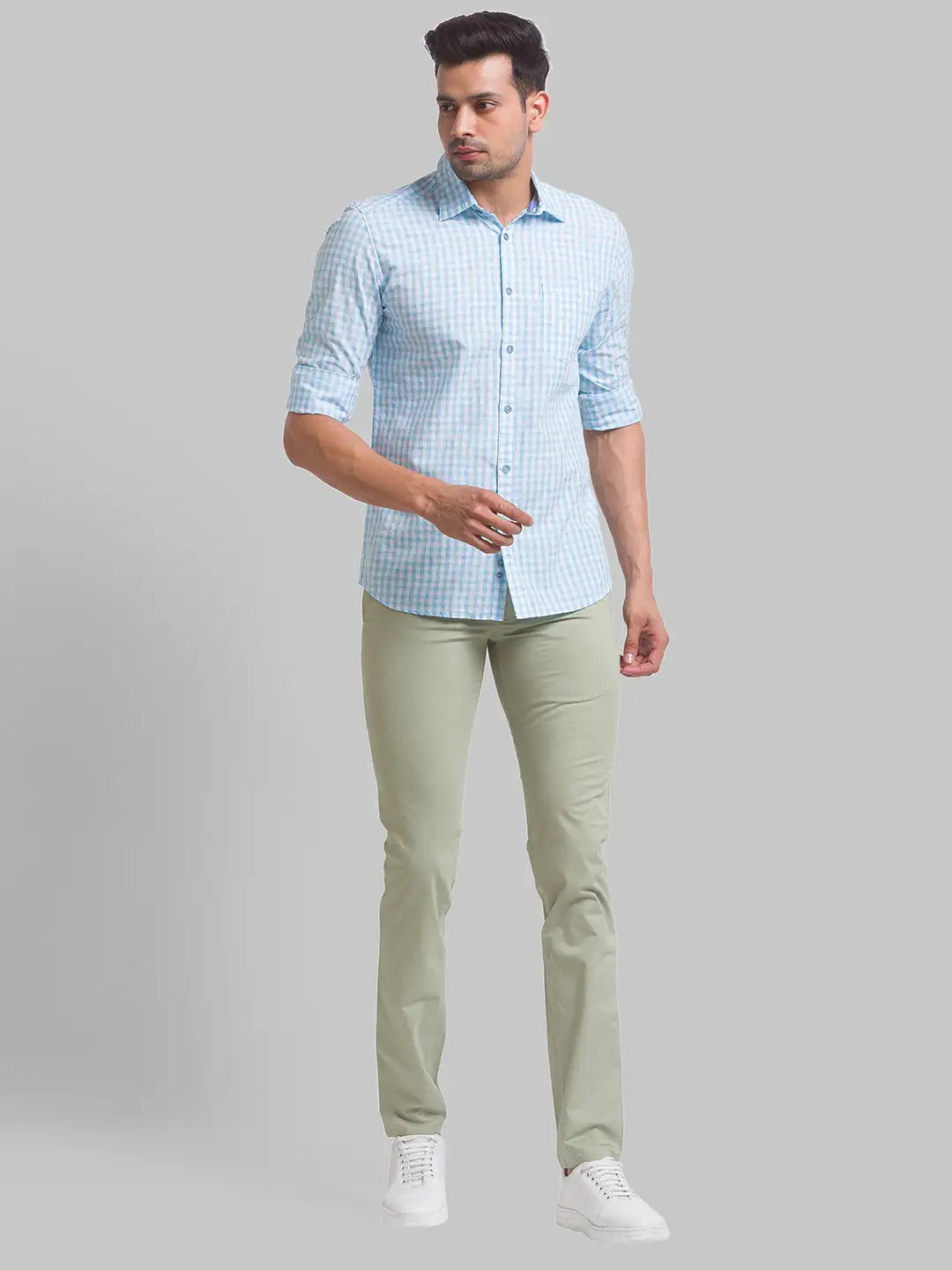 Men Tapered Fit Blue Chinos & Trouser