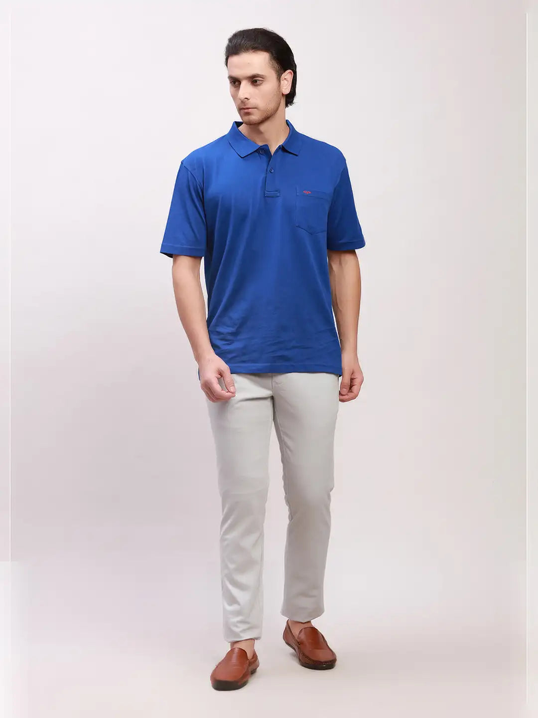 Parx Men Khaki Solid Super Slim Fit Cotton Blend Trousers