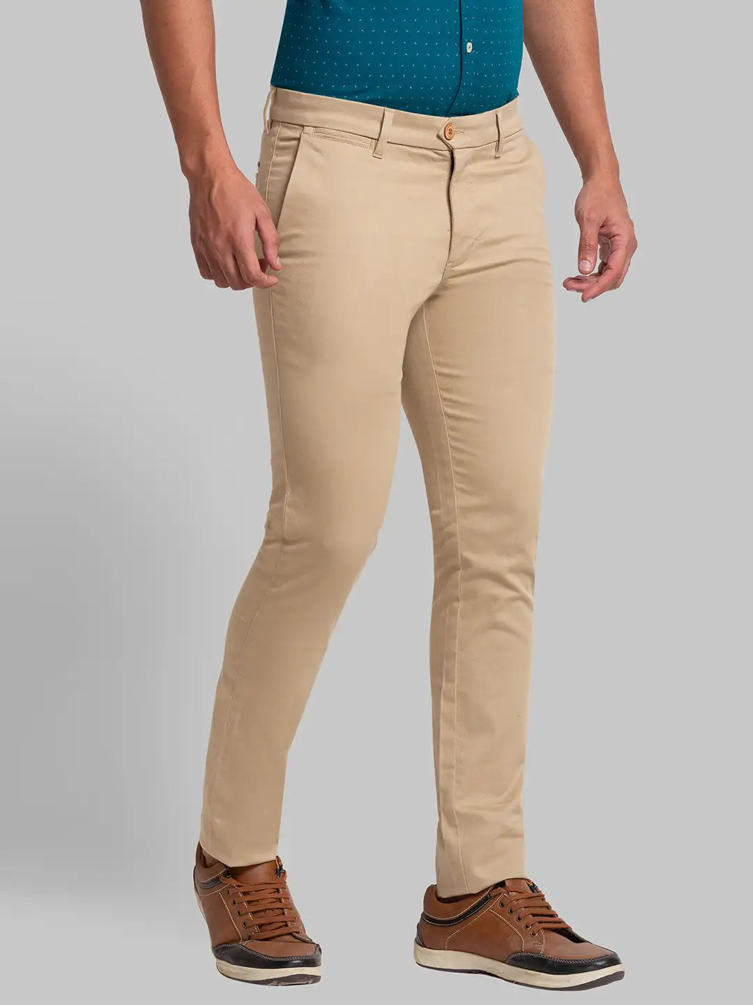 Men Super Slim Fit Green Trouser