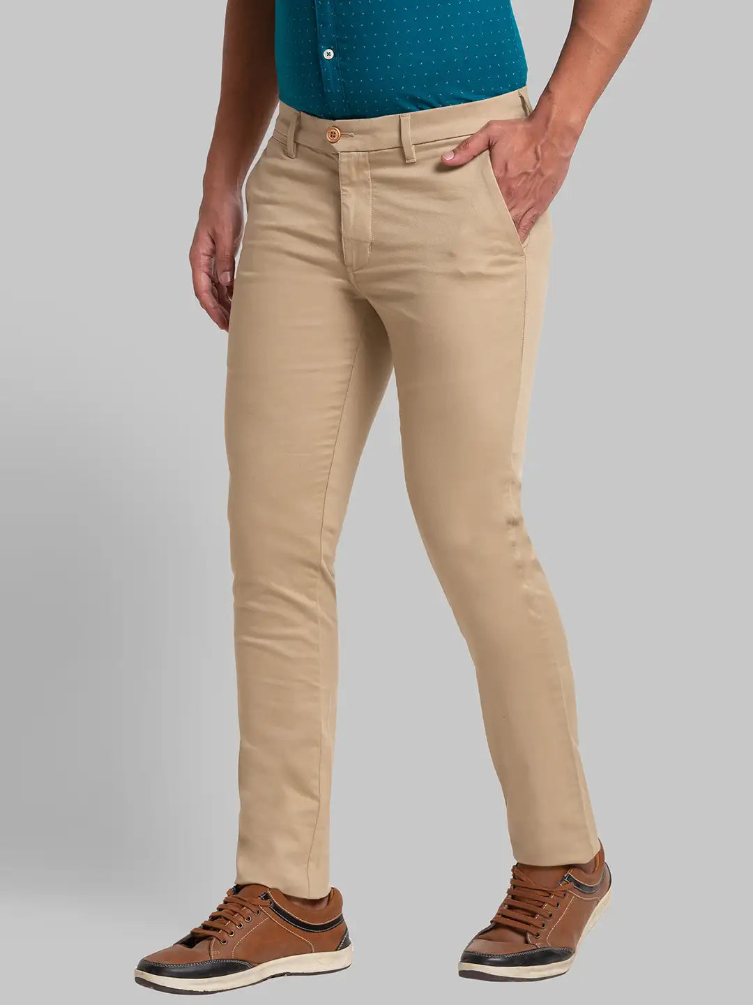 Men Super Slim Fit Green Trouser