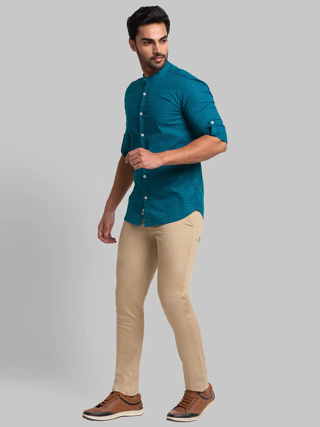 Men Super Slim Fit Green Trouser