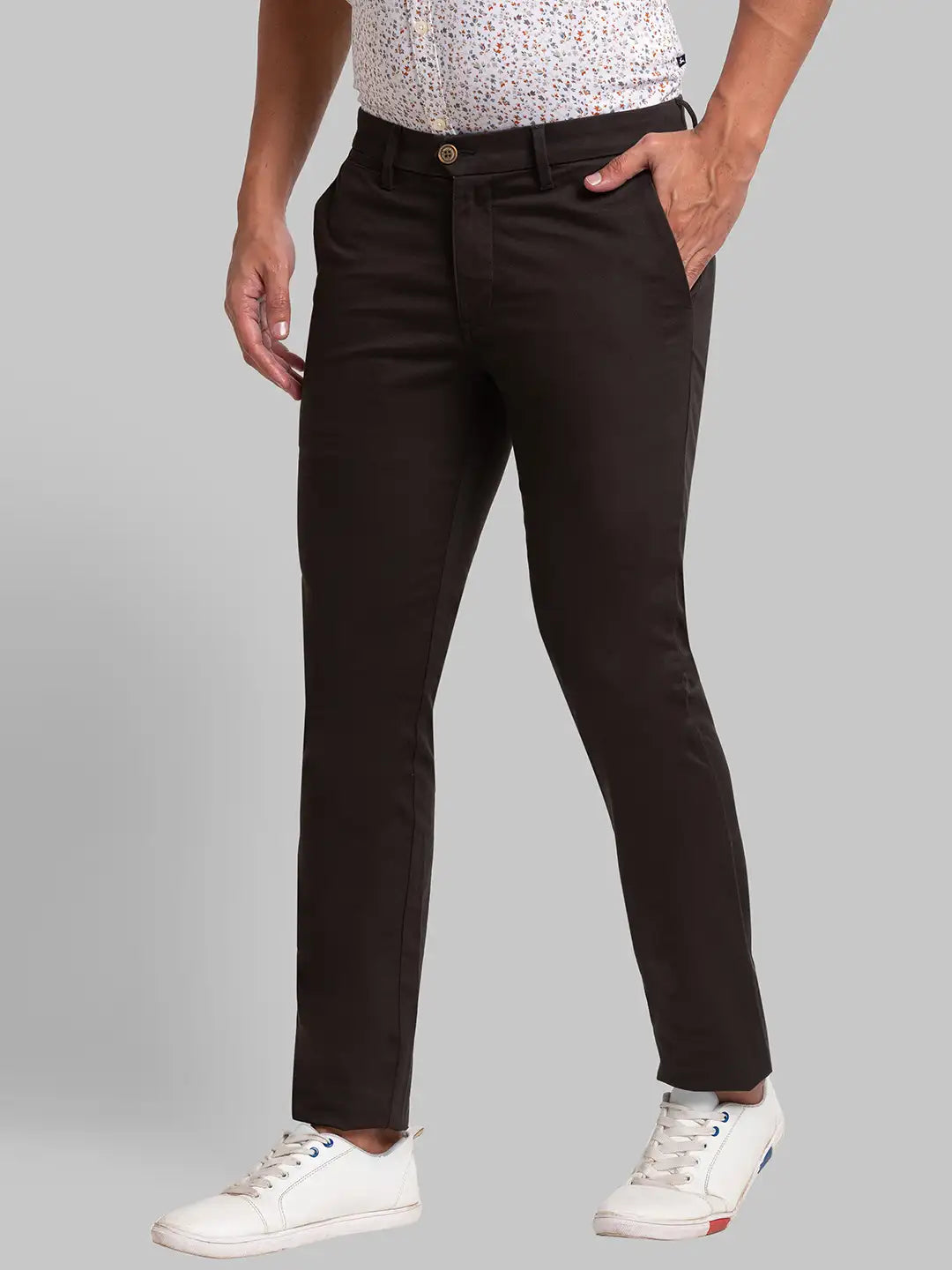 Men Super Slim Fit Grey Trouser