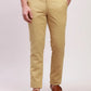 Parx Men Blue Solid Low Rise Tapered Fit Cotton Blend Trousers