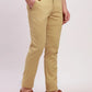 Parx Men Blue Solid Low Rise Tapered Fit Cotton Blend Trousers