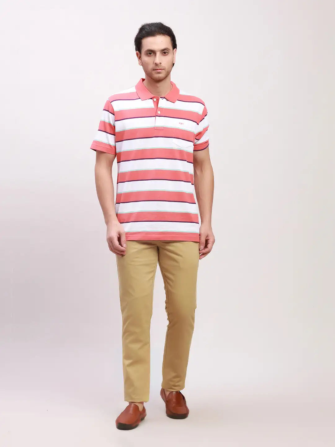 Parx Men Blue Solid Low Rise Tapered Fit Cotton Blend Trousers