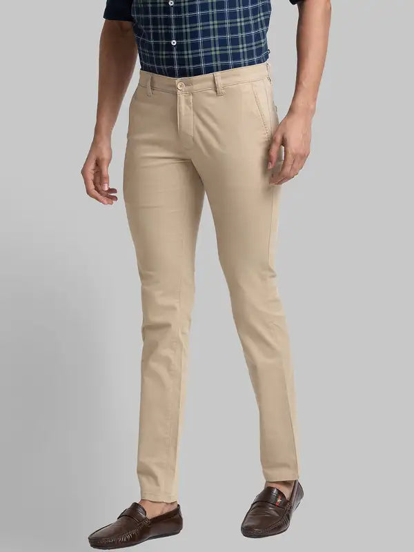 Men Super Slim Fit Green Trouser