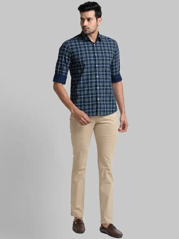 Men Super Slim Fit Green Trouser